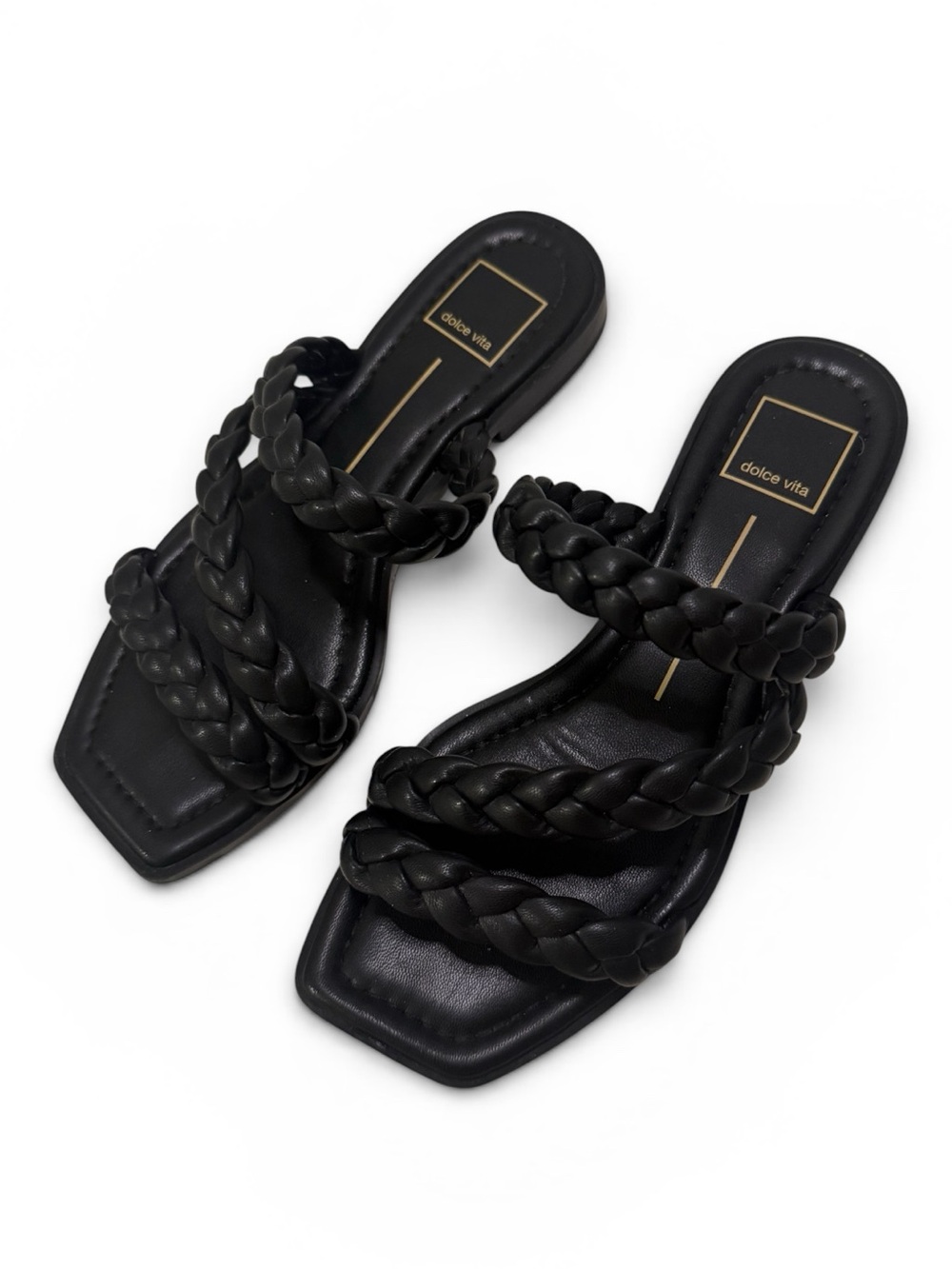 Dolce Vita Black Braided-Strap Slide Sandals - Picture 2 of 7